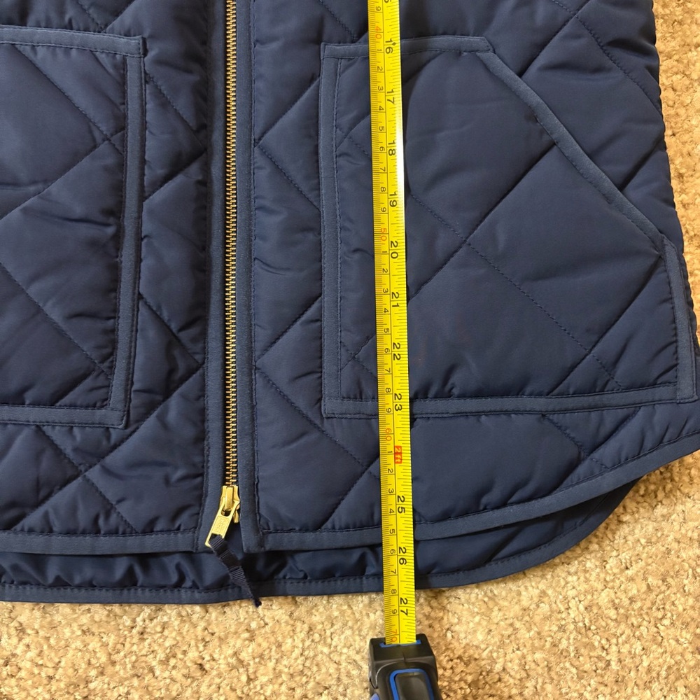 EUC J.Crew Blue Puffer Vest Size Small Quiet Luxury Minimalist Gorpcore - Picture 5 of 8